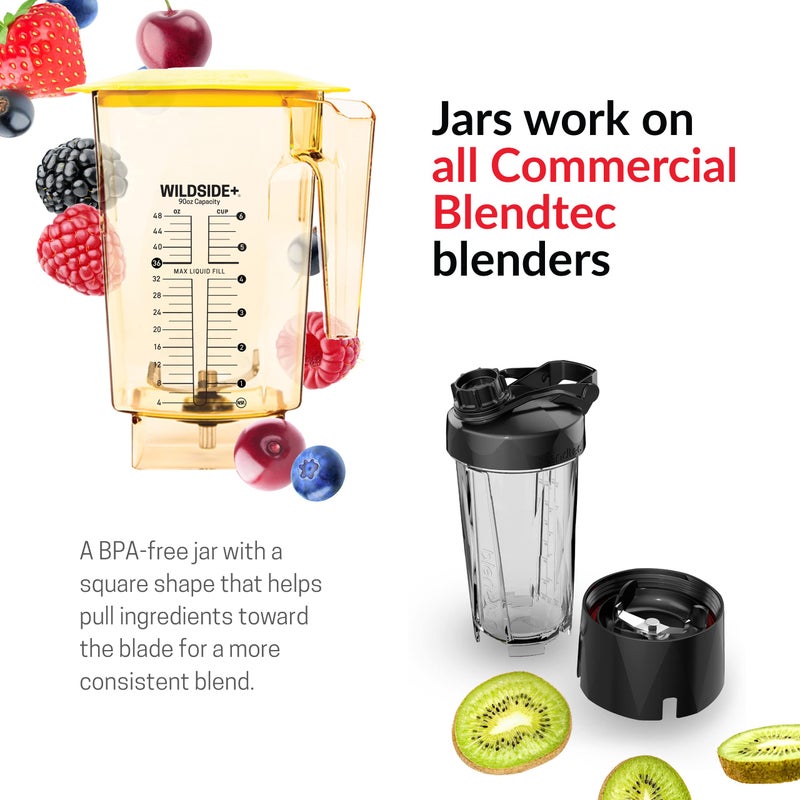 Blendtec WildSide+, Blender Jar, Commercial Grade, Hard Lid, Yellow - Image 3